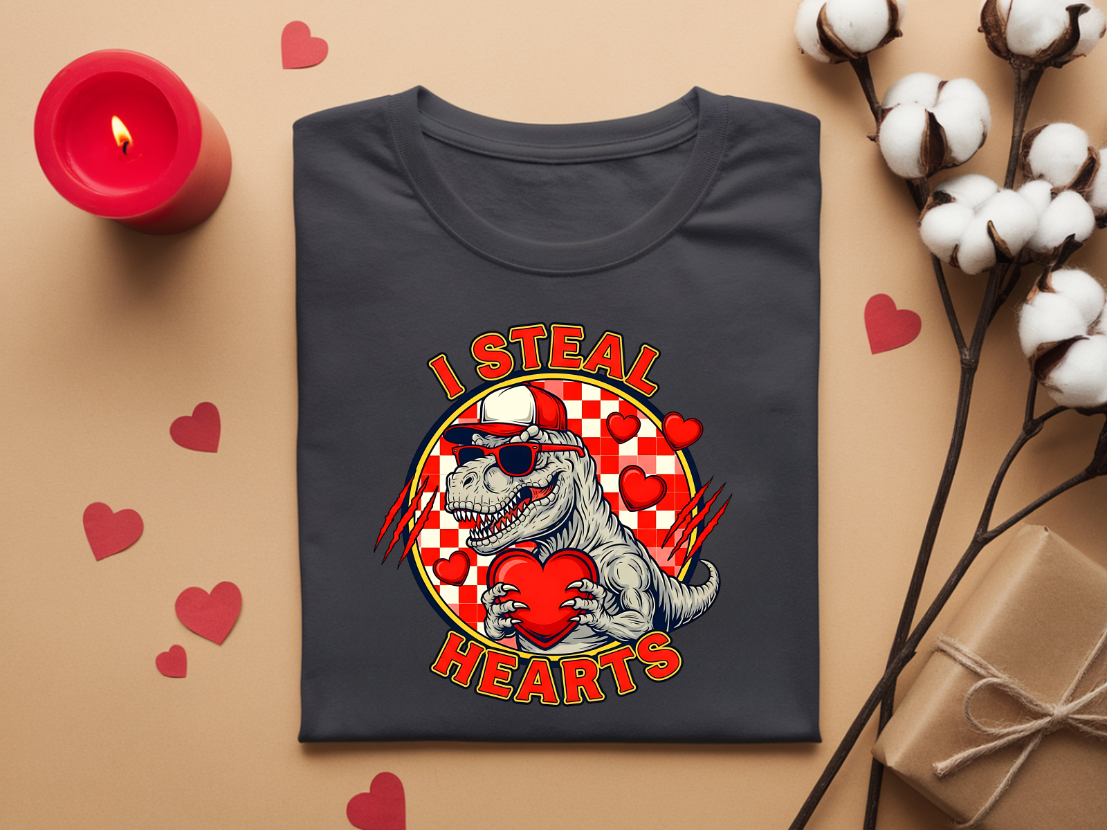 I Steal Hearts T-Rex T-Shirt