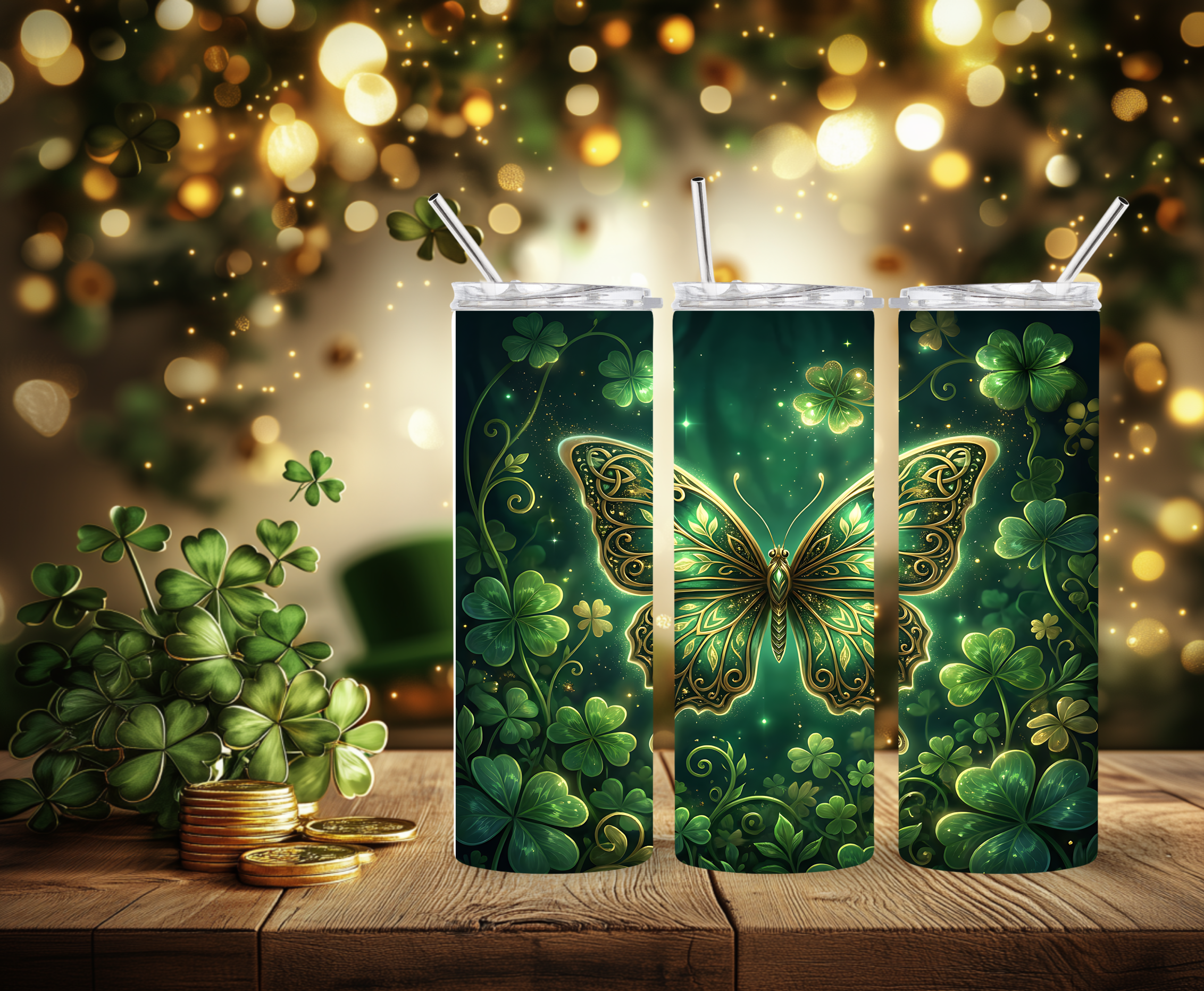 Butterfly & Shamrocks Tumbler