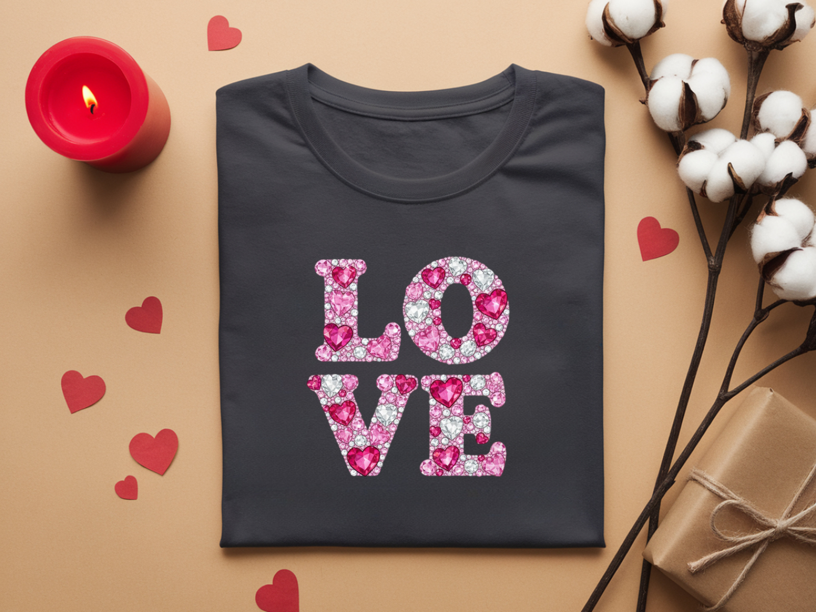 "Love" Rhinestone Effect T-Shirt