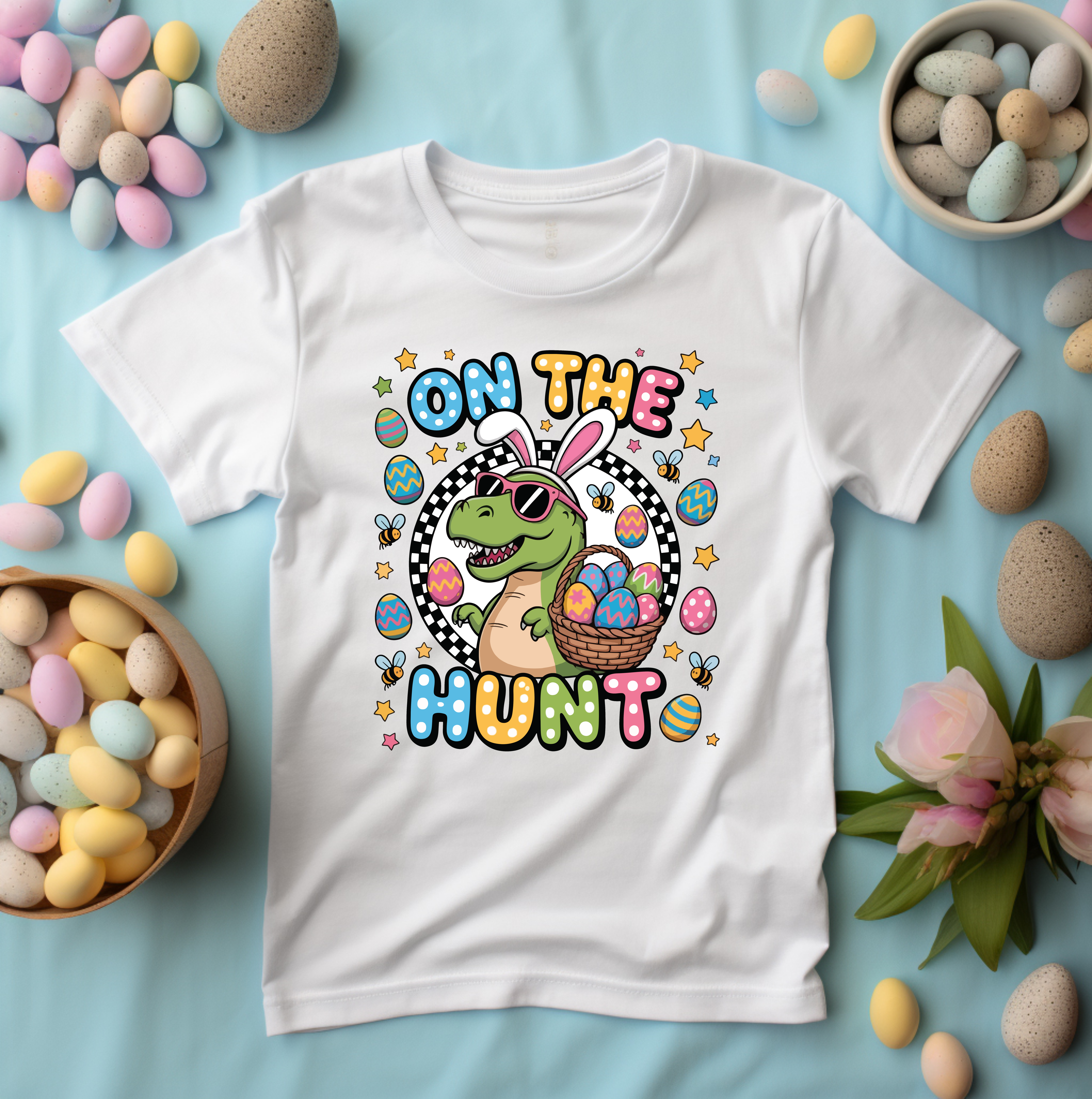 On the Hunt Dinosaur Easter T-Shirt